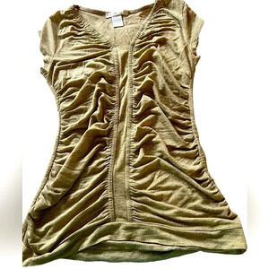 Design History Gold Threaded Gathered Stretch Top S